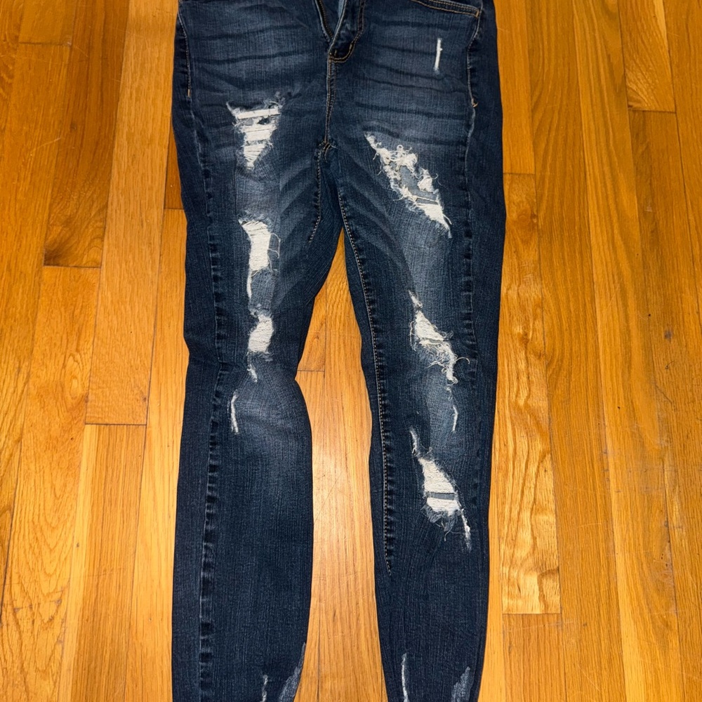 SO Blue Skinny Distressed Jeans